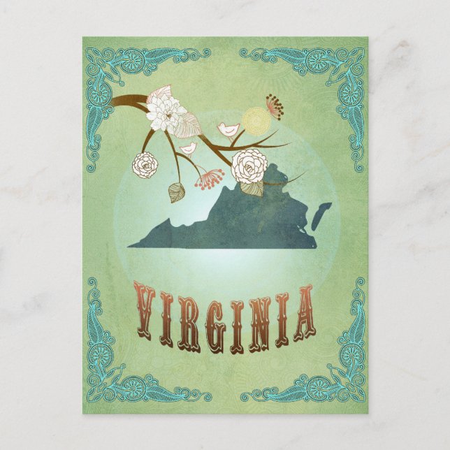 Carte de l'État de Virginie - Vert (Devant)