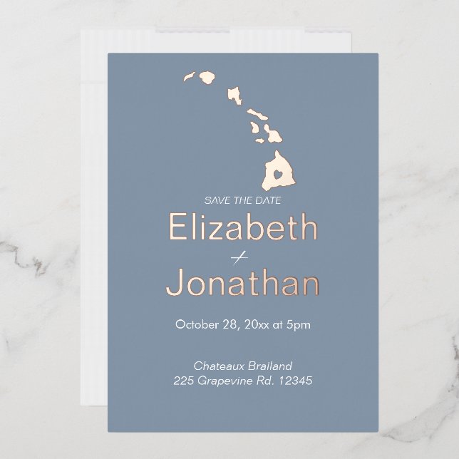 Carte de l'État d'Hawaï Script Save The Date Rose  (Enveloppe)