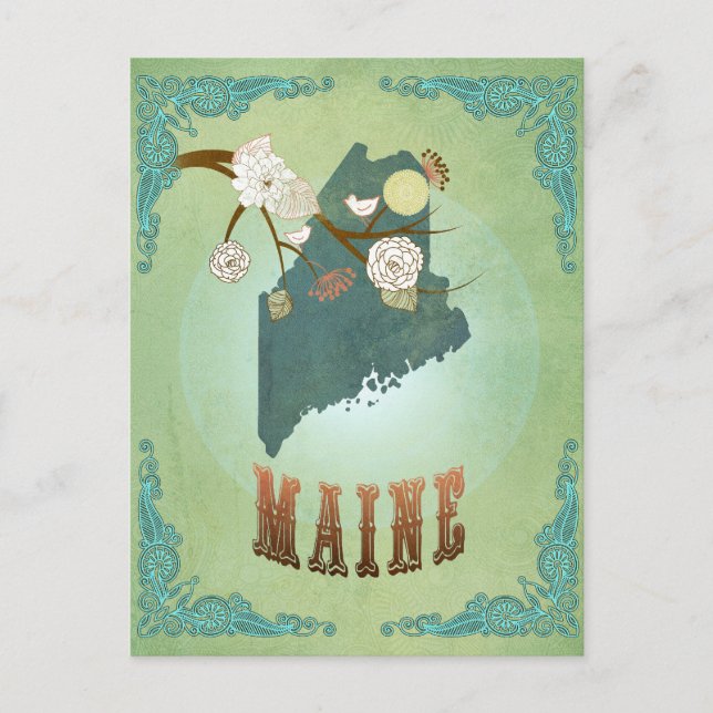 Carte de l'état du Maine - Vert (Devant)