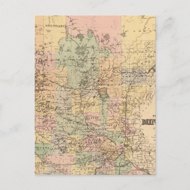 Carte de l'État du Minnesota, 1874 (Devant)