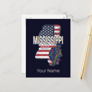 Carte de l'État du Mississippi États-Unis Vintage