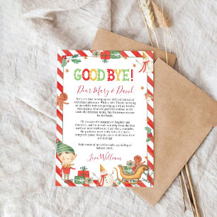 Carte de lettre d'adieu de lutin de Noël