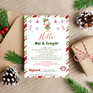 Carte de lettre de bienvenue de lutin de Noël fill