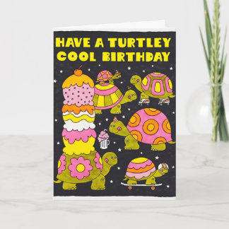 Carte de lettrepresse d'anniversaire Turtley Cool