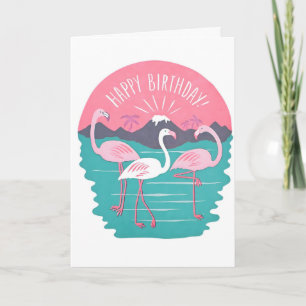Carte de lettrepressée Flamants Joyeux Anniversair
