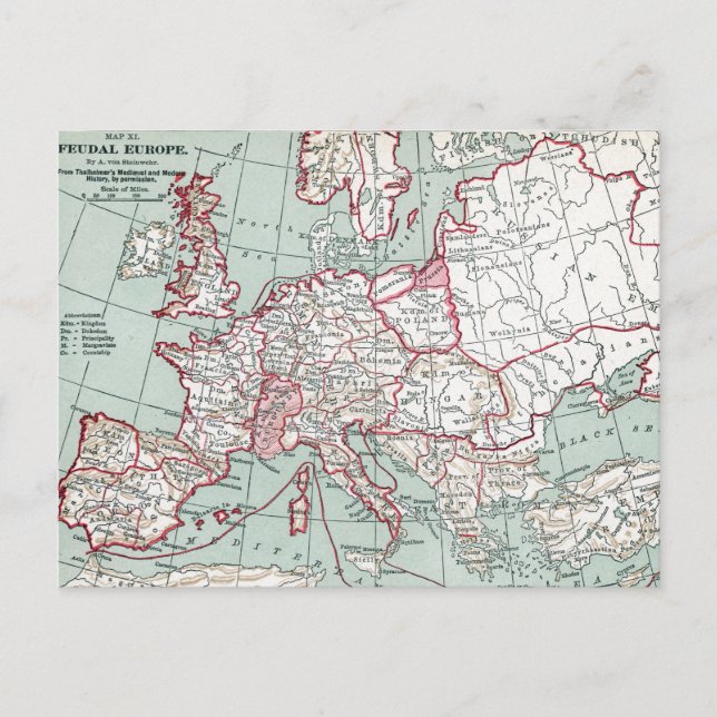 CARTE DE L'EUROPE, 12ème SIÈCLE (Devant)
