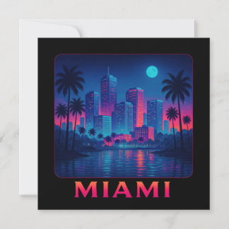 Carte de lever de lune à Miami - Skyline néon