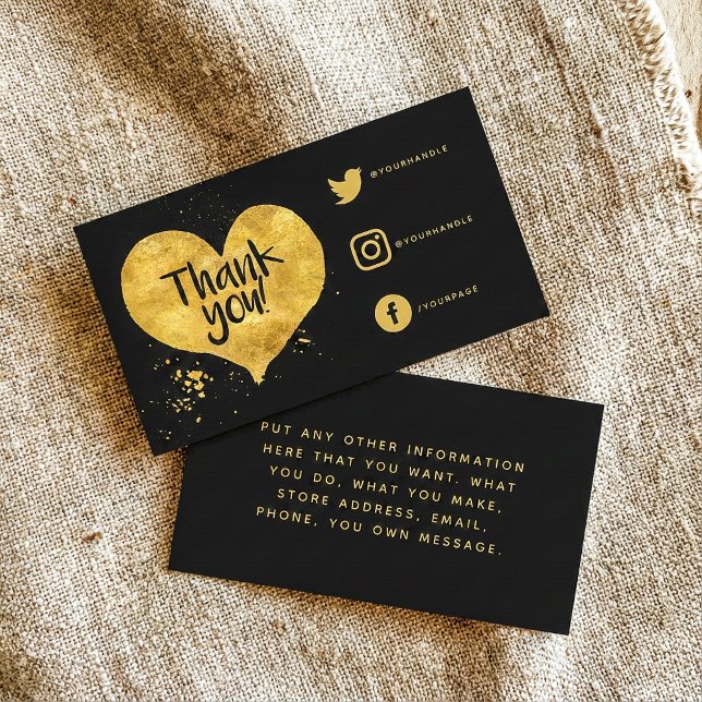 Carte de liens sociaux à effet de feuille pour les (Foil effect heart Social Links Card for orders.)