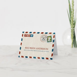 Carte de lieu d'anniversaire vintage Airmail