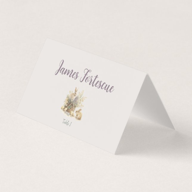 Carte de lieu de lapin de Pâques modifiable (Front)
