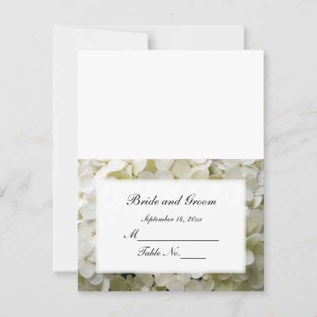 Carte de lieu de mariage blanche Hydrangea (Devant)