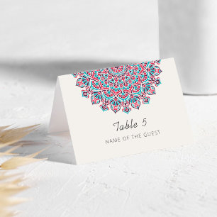 Carte de lieu de mariage en mandala de lune croiss