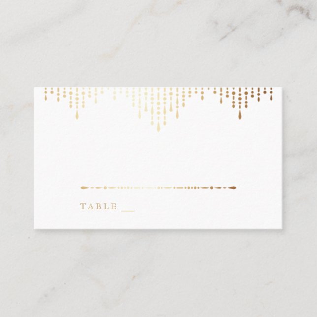 Carte de lieu de mariage vintage art déco en or gl (Devant)