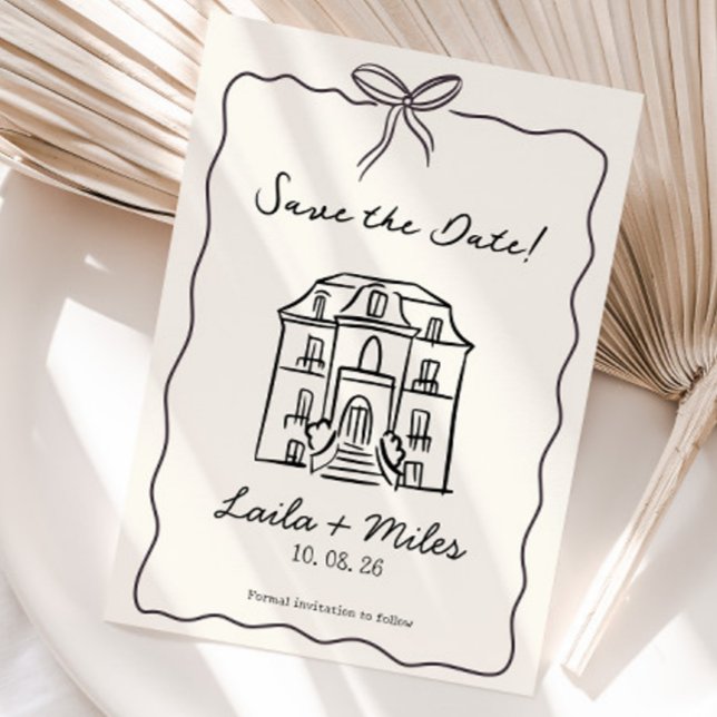 Carte de lieu de rendez-vous à save the date dessi (Save the date wedding venue invitation card)