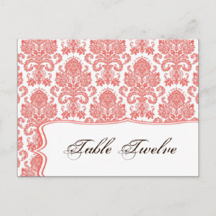 Carte de lieu écrite Coral Blanc Damas Lace Imprim