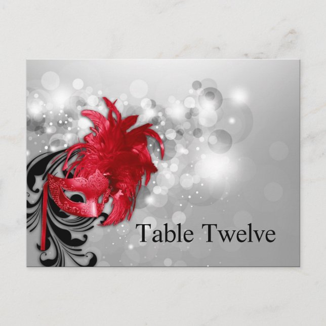 Carte de lieu écrite rouge sur Masquerade argent (Devant)