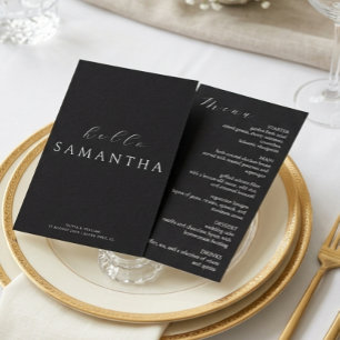 Carte de lieu invité et Menu élégant noir minimali