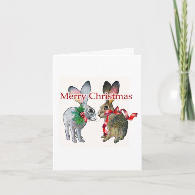 Carte de lièvres de Noël (Devant)