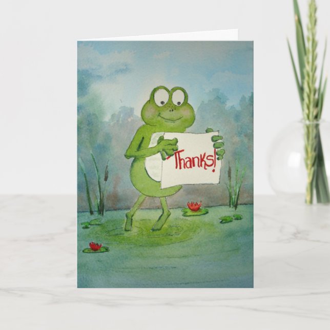 Carte de ligne de grenouille remerciant... - Custo (Devant)