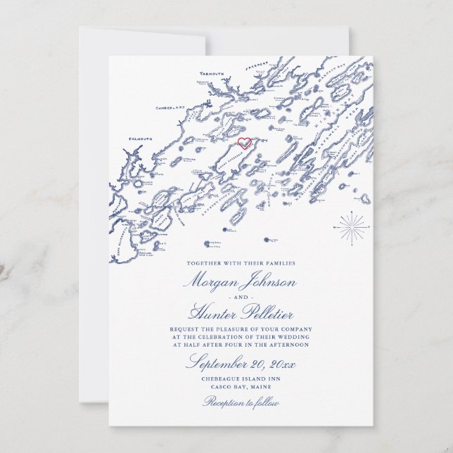 Carte de l'île Chebeague Faire-part de mariage - M (Devant)