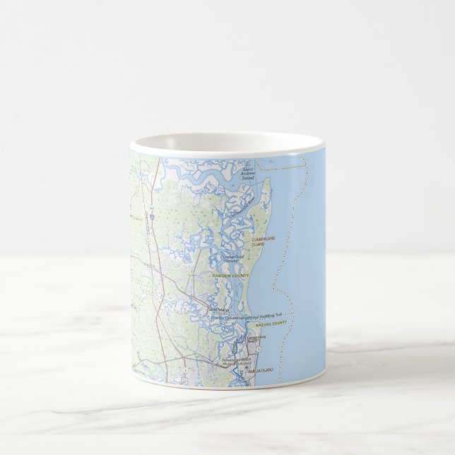 Carte de l'île de Cumberland en Géorgie sur un mug (Centre)