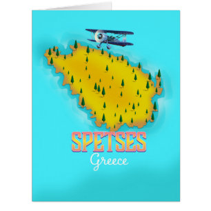 Carte de l'île grecque Spetes poster de voyage