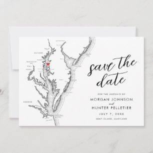 Carte de l'île Kent Maryland Mariage