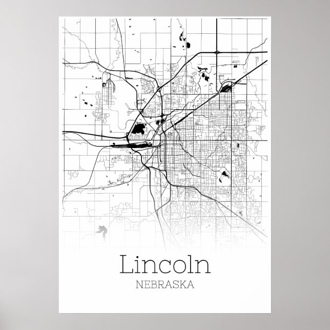 Carte de Lincoln - Nebraska - Poster de carte de v (Devant)