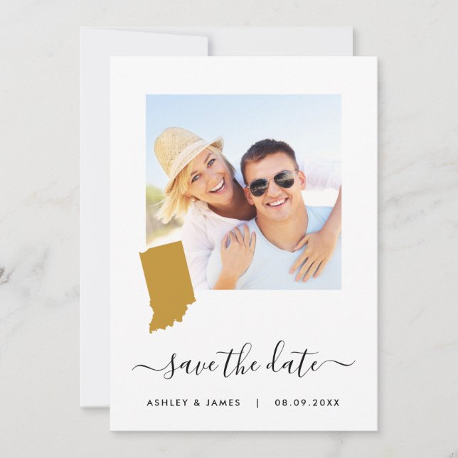 Carte de l'Indiana Mariage photo Enregistrer la ca (Devant)