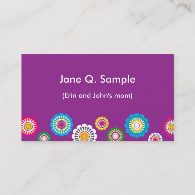 Carte de l'information de maman dans le pourpre (Devant)