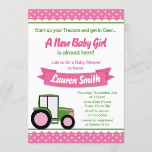 Carte de l'invitation 5x7 de baby shower de fille