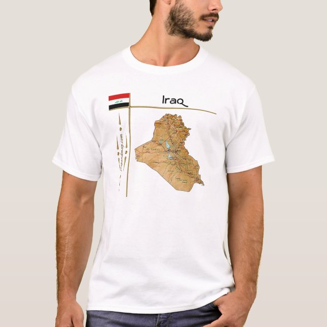 Carte de l'Irak + Drapeau + Titre T-shirt (Devant)