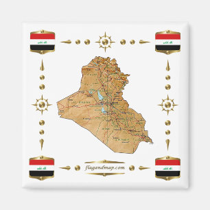 Carte de l'Irak + Magnet des drapeaux