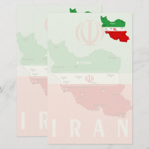 Carte de l'Iran avec drapeau et emblème