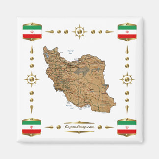 Carte de l'Iran + Magnet des drapeaux