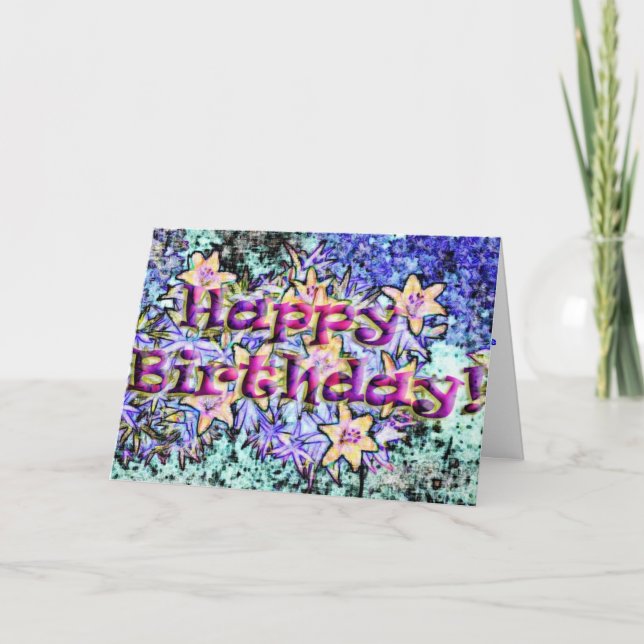 Carte de lis de joyeux anniversaire (Devant)