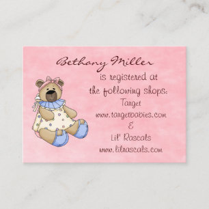 Carte de liste de cadeaux d'ours de bébé