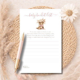 Carte de Liste de Choses à Faire pour Bébé Cowgirl