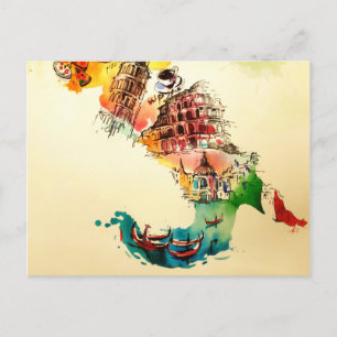 Carte de l'Italie Vintage Couleur d'eau pour les v