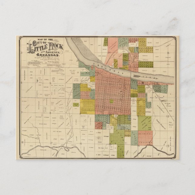 Carte de Little Rock et Argenta, Arkansas (1888) (Devant)