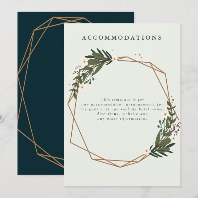 carte de logement de mariage géométrique floral (Devant / Derrière)