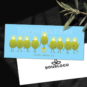 Carte de logo d'entreprise Hanukkah Menorah Olives