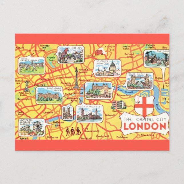 Carte de Londres Angleterre illustrée de manière c (Devant)