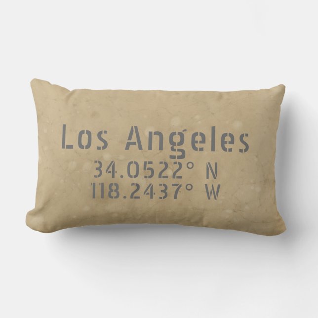 Carte de Los Angeles Coordonnées Oreiller Lumineux (Recto)