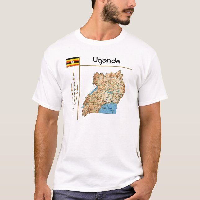 Carte de l'Ouganda + Indicateur + Titre T-shirt (Devant)