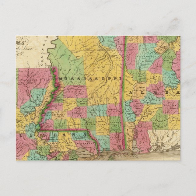 Carte de Louisiane Mississippi Et Alabama (Devant)