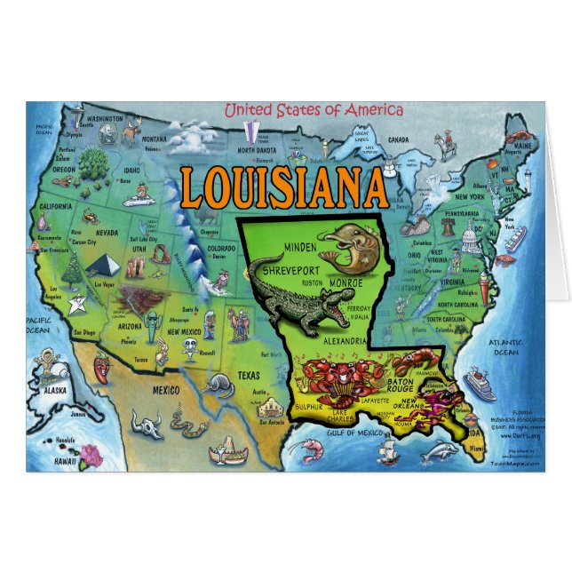 Carte de Louisiane USA (Devant horizontal)