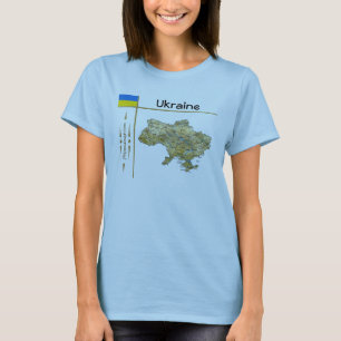 Carte de l'Ukraine + Drapeau + Titre T-shirt