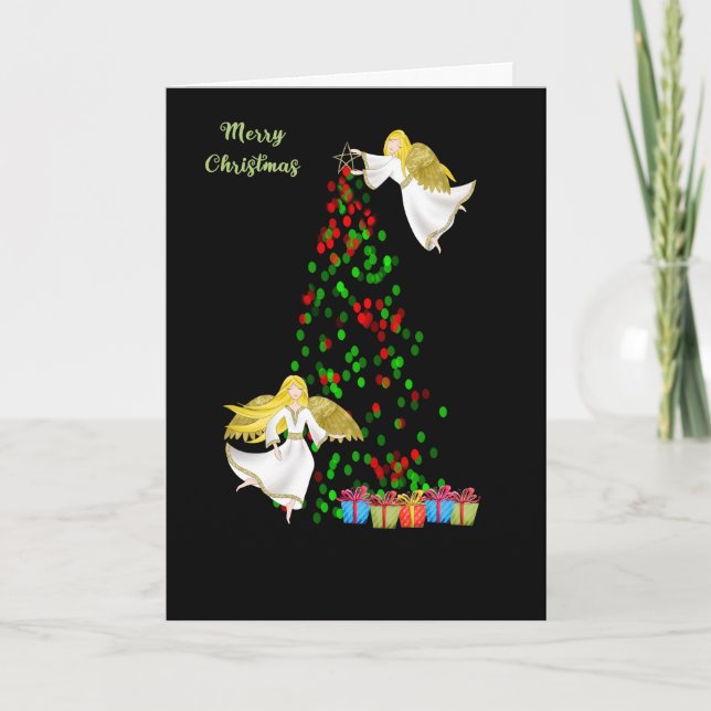 Carte de lumières de Noël avec Angles (Devant)