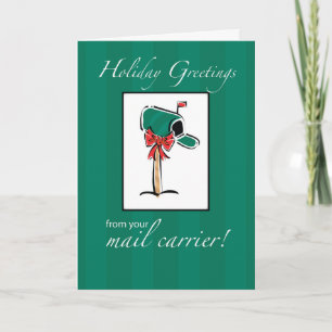 Carte De Mailman Holiday Greys, Green Mailbox